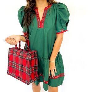 Entro Green Dress with Red Accents
